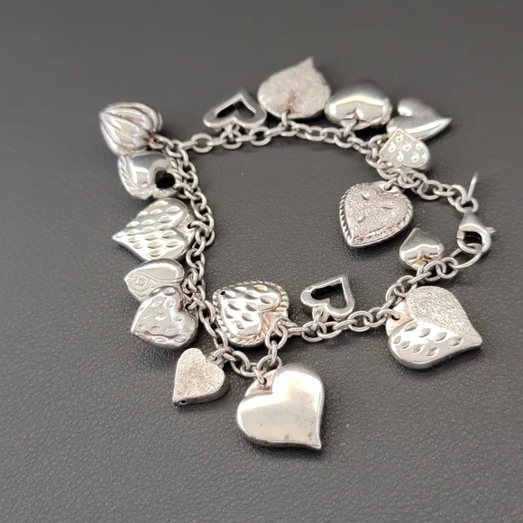 JCM Mauritius Sterling Silver Heart Charm Bracelet – Artisan by Jacmel Jewelry - Picture 2 of 5
